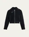 Moncler Juvigny Hooded Tweed Bomber Jacket In Blue