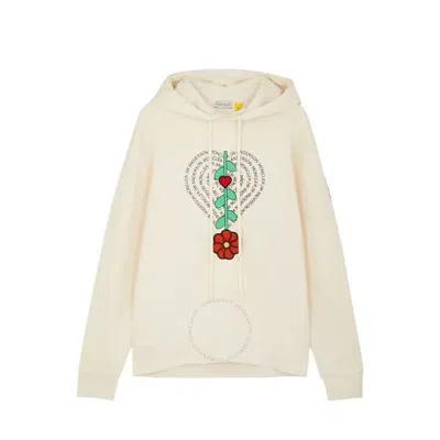 Moncler Jw Anderson Embroidered Hoodie In Beige