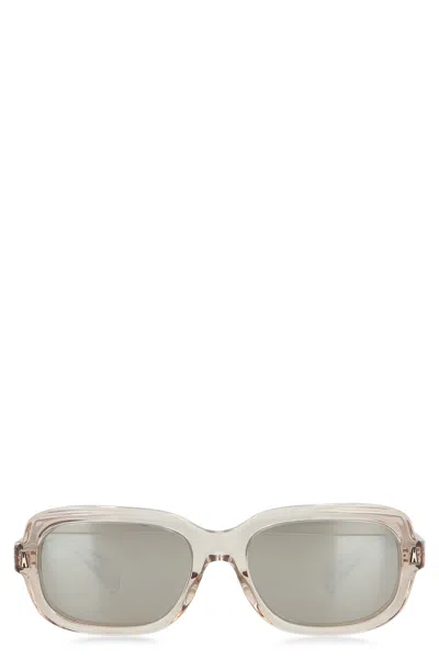 Moncler Suntrap Rectangular Frame Sunglasses In Transparent