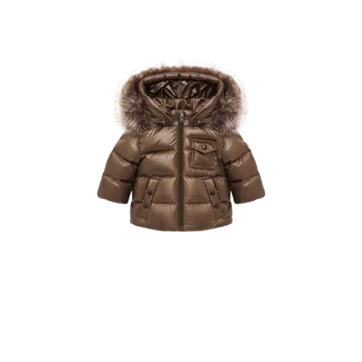 Moncler K2 Hooded Synthetic Material-trimmed Down Jacket, Children, Brown, Size: 18/24m
