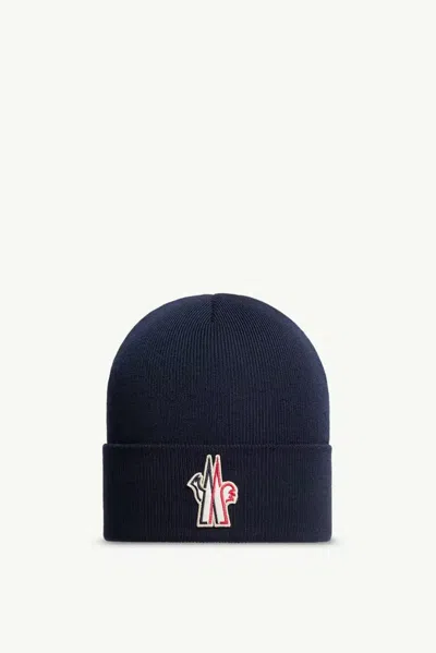 Moncler K20973b0001209974 Ribbed Knit Beanie In Navy