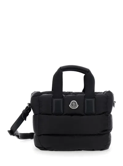 Moncler Karadoc Mini Tech Fabric Handbag With Adjustable Removable Strap In Black