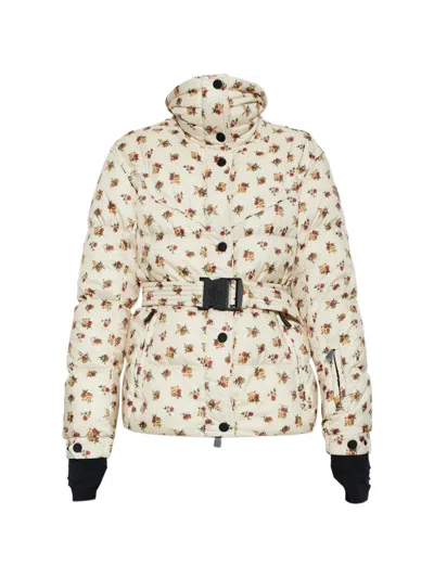 Moncler Karshi Belted Quilted Padded Floral-print Shell Down Ski Jacket In White