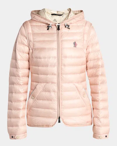 Moncler Karura Hooded Down Jacket With Zip-off Sleeves In Medium Pink