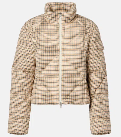 Moncler Keros Checked Quilted Down Jacket In Sand