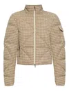 Moncler Keros Wool Blend Check Short Down Jacket In Multi