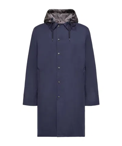 Moncler Kervoyal Hooded Long Down Parka In Blue