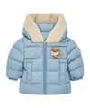 Moncler Kesimur Teddy-trimmed Hooded Down Jacket In Blue