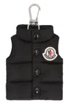 Moncler Quilted Keychain Featuring Button Detailing In Metallic
