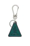 Moncler Leather Logo Key Ring In Smerald Green
