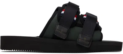 MONCLER KHAKI & BLACK SLIDEWORKS SANDALS