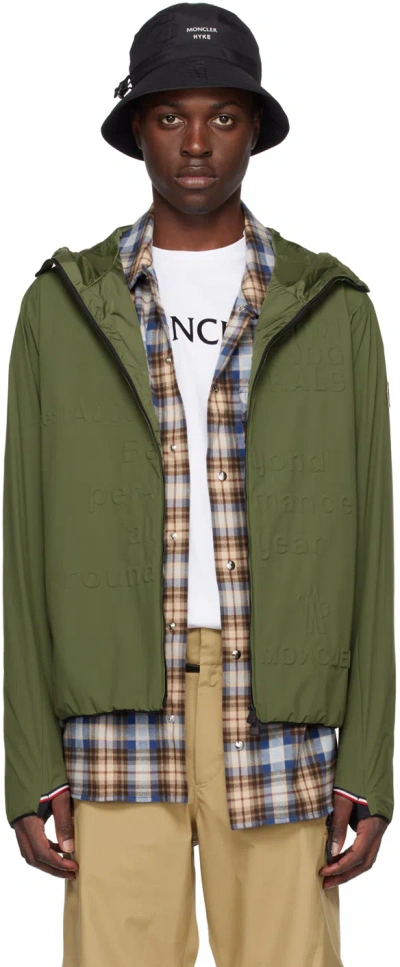 Moncler Khaki Embossed Jacket In 83e Green