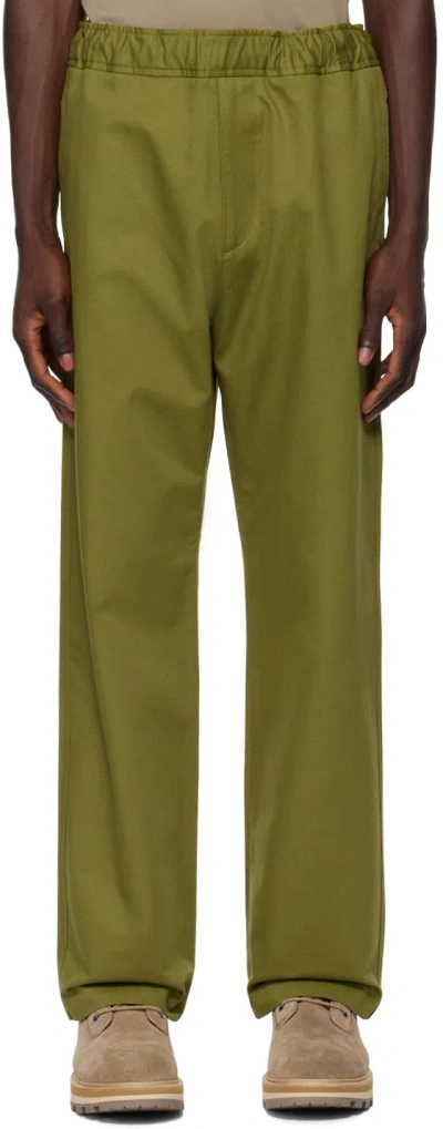 Moncler Khaki Patch Trousers In Olive Amber 81o