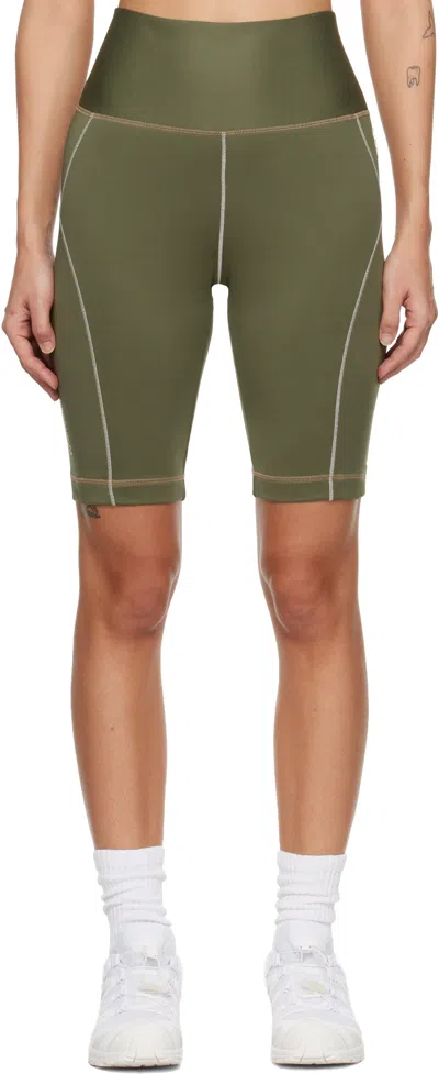 Moncler Khaki Polartec Sport Shorts In Green
