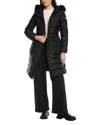 Moncler Khloesse Long Down Jacket With Hood And Shearling Hem In Black