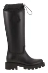 Moncler Rubber Kickstream Boots With Drawstring In Black