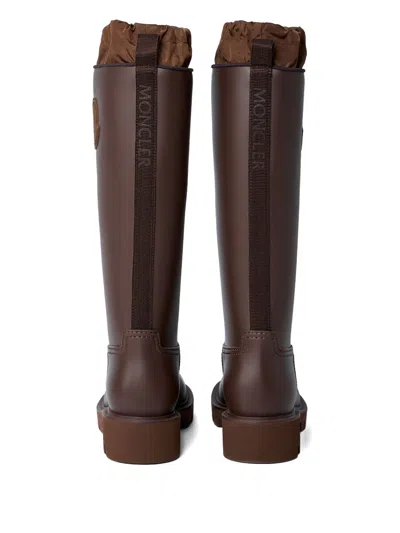 Moncler Kickstream High Brown Rain Boot In Burgundy
