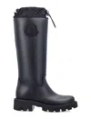 Moncler Rubber Kickstream Boots With Drawstring In Blue