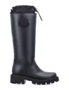 Moncler Rubber Kickstream Boots With Drawstring In Black