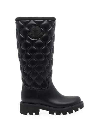 Moncler Kickstream Quilted Mid-calf Boots In Blue