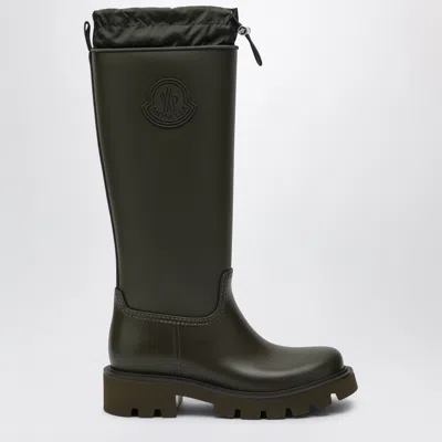 Moncler Kickstream High Waterproof Rain Boots In Pvc Green