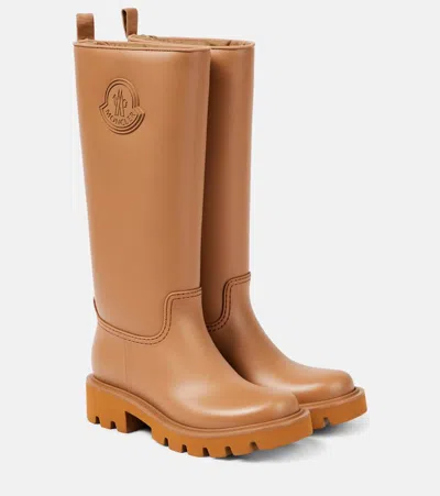 Moncler Kickstream Rubber Rain Boots In Brown
