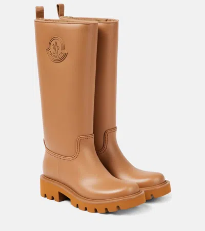 Moncler Kickstream Rubber Rain Boots In Camel