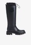 Moncler Rubber Kickstream Boots With Drawstring In Black