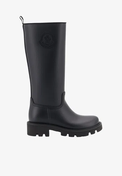 Moncler Kickstream Knee-high Rain Boots In Black