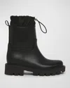 Moncler Kickstream Rubber Wellington Ankle Boots In Black