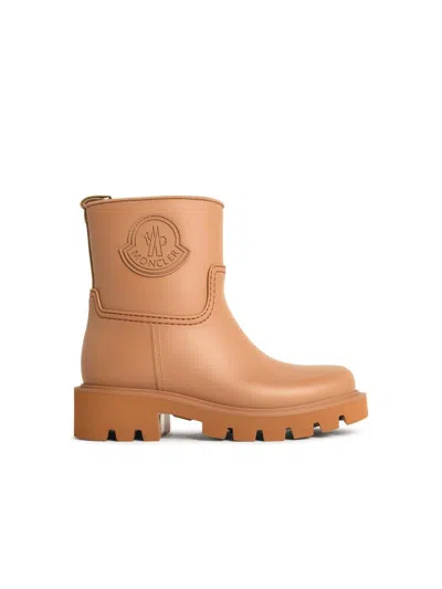 Moncler 'kickstream' Light Brown Pvc Rain Boots