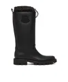 Moncler Rubber Kickstream Boots With Drawstring In Black