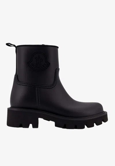 Moncler Kickstream Logo Rain Boots In Black