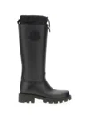 Moncler Kickstream Rubber Knee High Boots Drawstring In Black