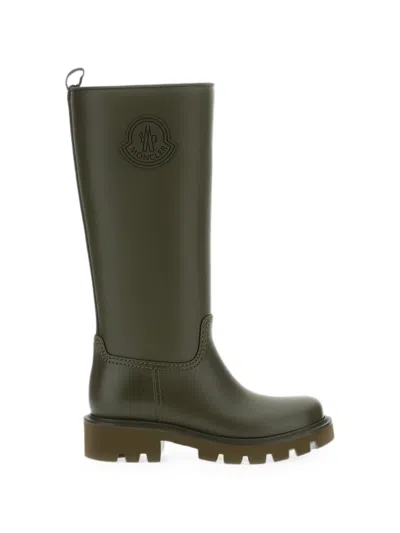 Moncler Kickstream Logo-patch Lug-sole Boots In Green