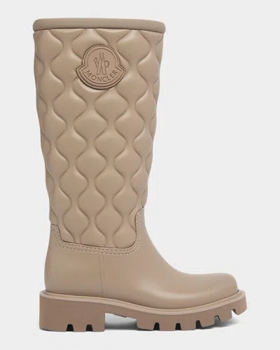 Moncler Kickstream High Rain Boots Chunky Sole In Neutral