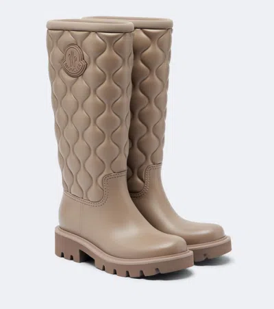 Moncler Kickstream Quilted Rain Boots In Brown
