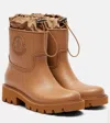 Moncler Kickstream Rubber Wellington Ankle Boots In Brown