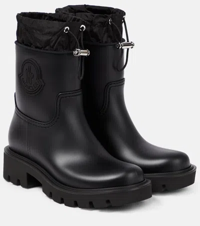 Moncler Kickstream Leather Rain Ankle Booties In Black