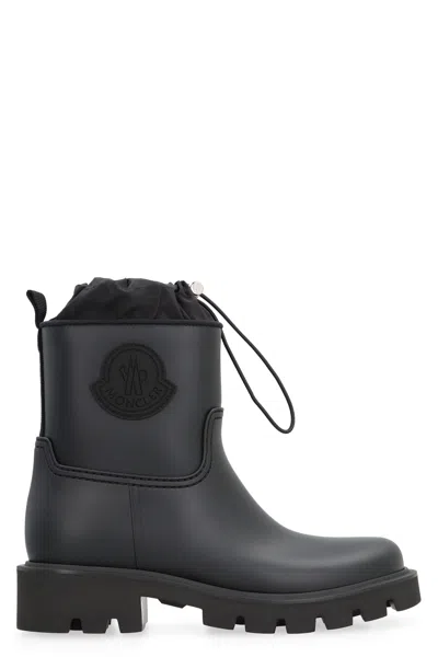 Moncler Drawstring Embosssed-logo Rain Boots In Black