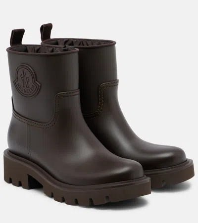 Moncler Kickstream Waterproof Rain Boots In Brown