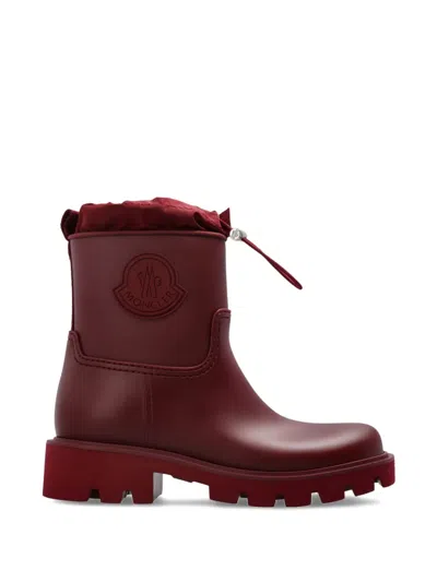 Moncler Kickstream Rain Short Maroon Water Boot In Burgundy