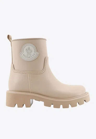 Moncler Kickstream Rubber Rain Boots In Neutral