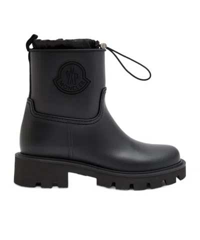 Moncler Kickstream Rubber Wellington Ankle Boots In Black