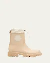 Moncler Kickstream Drawstring Logo-patch Rain Boots In Nude