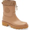 Moncler Kickstream Rubber Wellington Ankle Boots In Brown