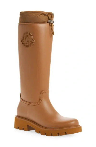Moncler Kickstream Waterproof Rain Boot In Camel