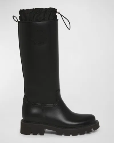 Moncler Rubber Kickstream Boots With Drawstring In Black