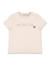 Moncler Kid - Embroidered Logo Cotton T-shirt In Light Pink