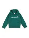 Moncler Kid - Logo Cotton Hoodie In Green